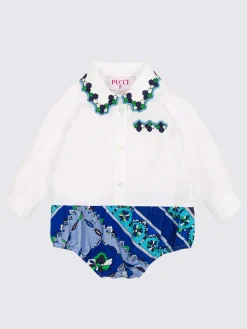 Tuta in cotone a camicia ricamata Pucci