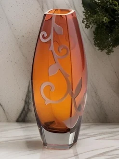 Vaso Ivv in vetro con decoro floreale