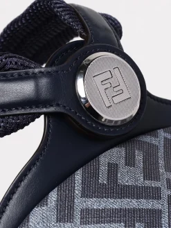 Zaino Chiodo FF Fendi in cotone spalmato e pelle