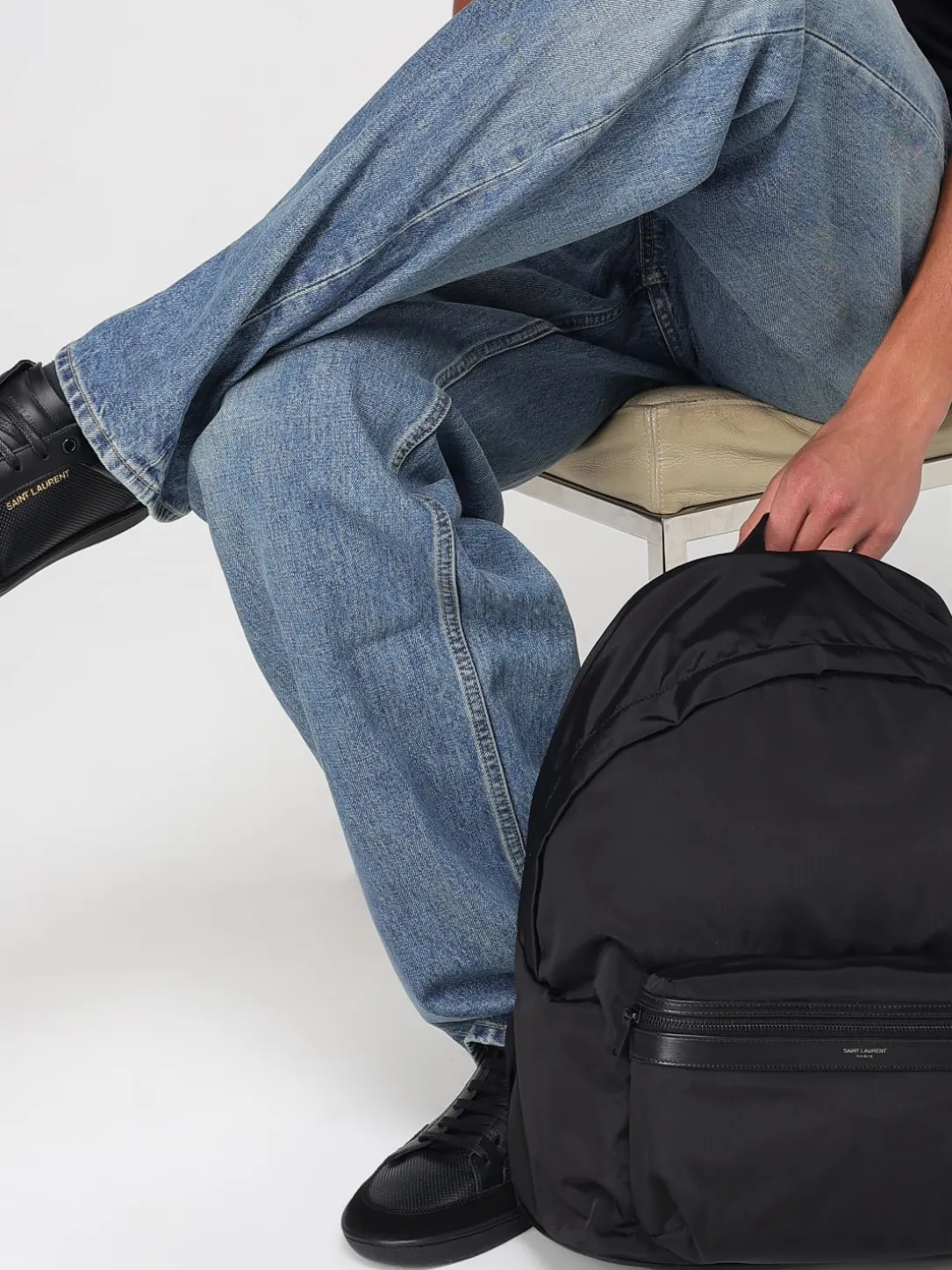 Zaino City Saint Laurent in nylon riciclato e pelle