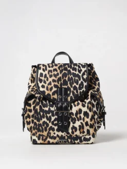 Zaino Ganni in nylon stampa animalier