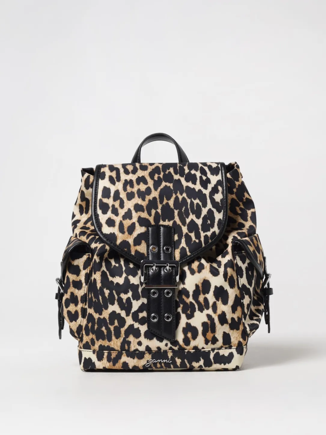 Zaino Ganni in nylon stampa animalier