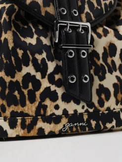 Zaino Ganni in nylon stampa animalier