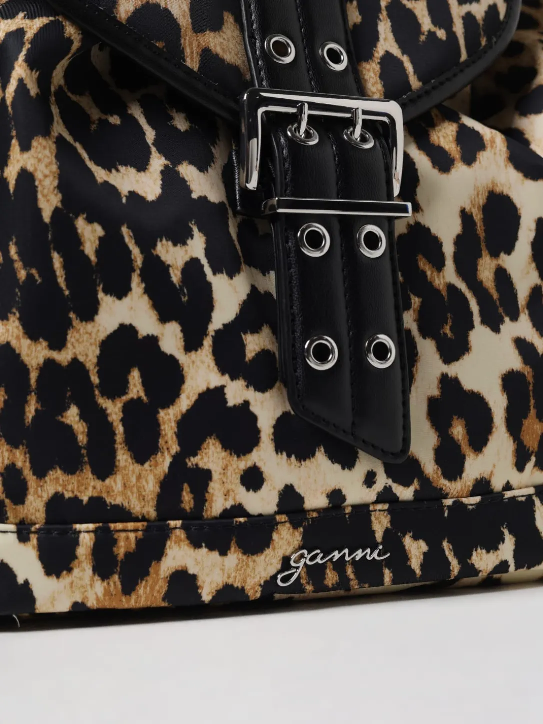 Zaino Ganni in nylon stampa animalier